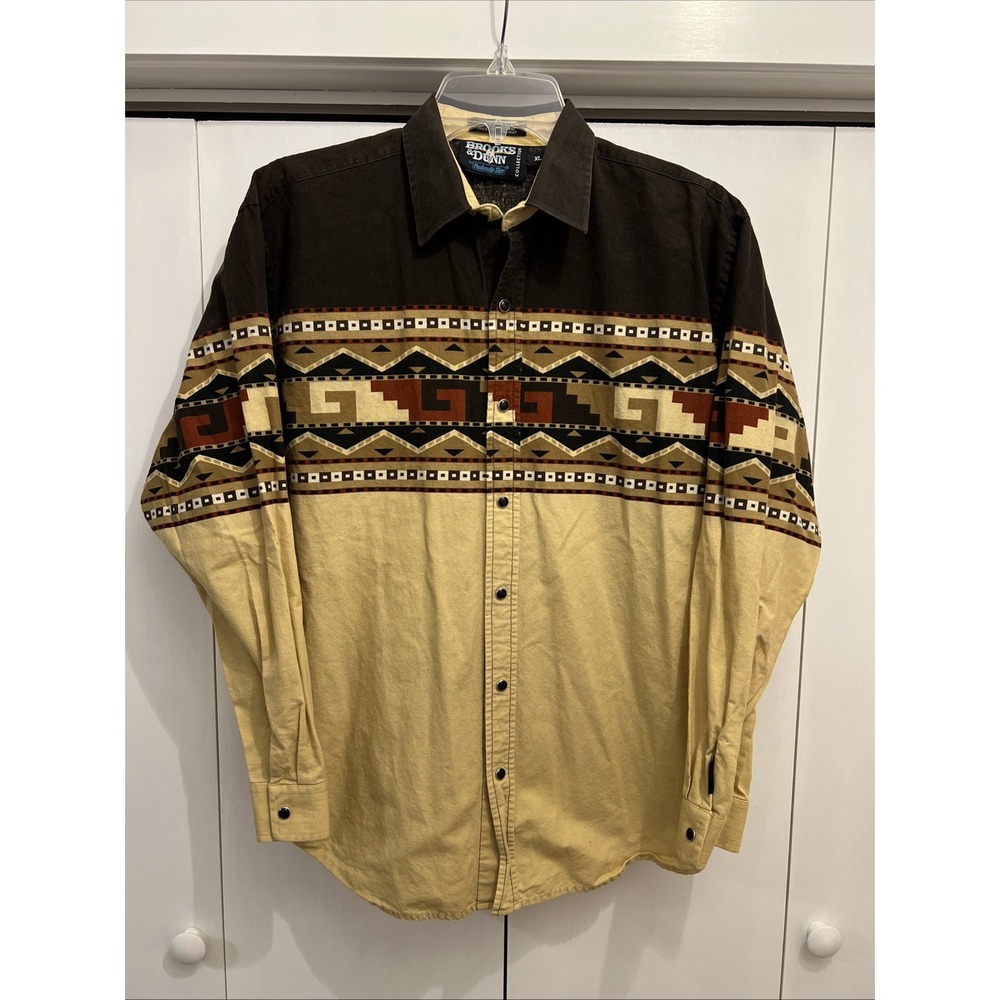 VTG 90s/Y2K Brooks & Dunn Panhandle Slim Men's Sz XL, Western Shirt Aztec Print